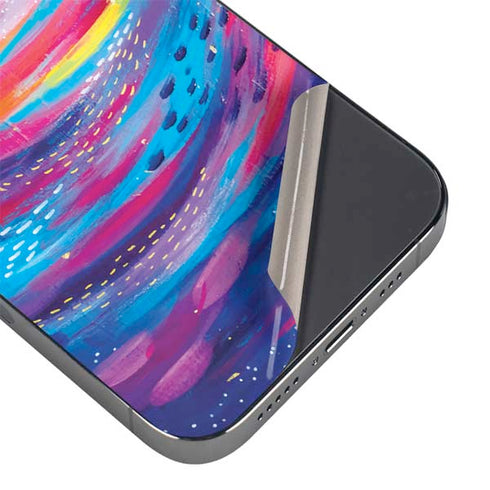 Rainbow Wave Brush Stroke by Etta Vee iPhone 16e Skin